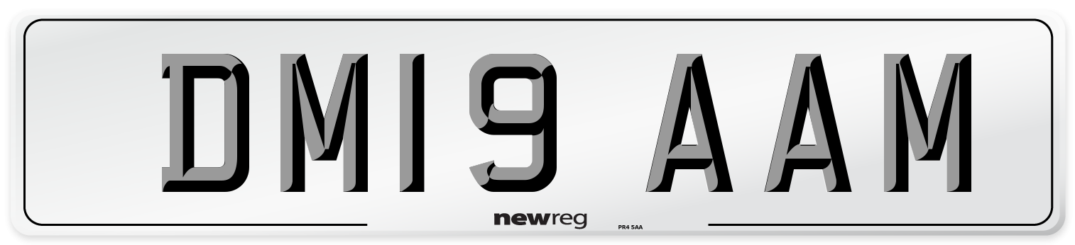 DM19 AAM Number Plate from New Reg